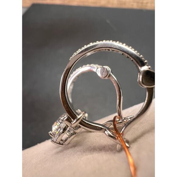 Cz hoop dangle earrings in sterling silver - Picture 6 of 16